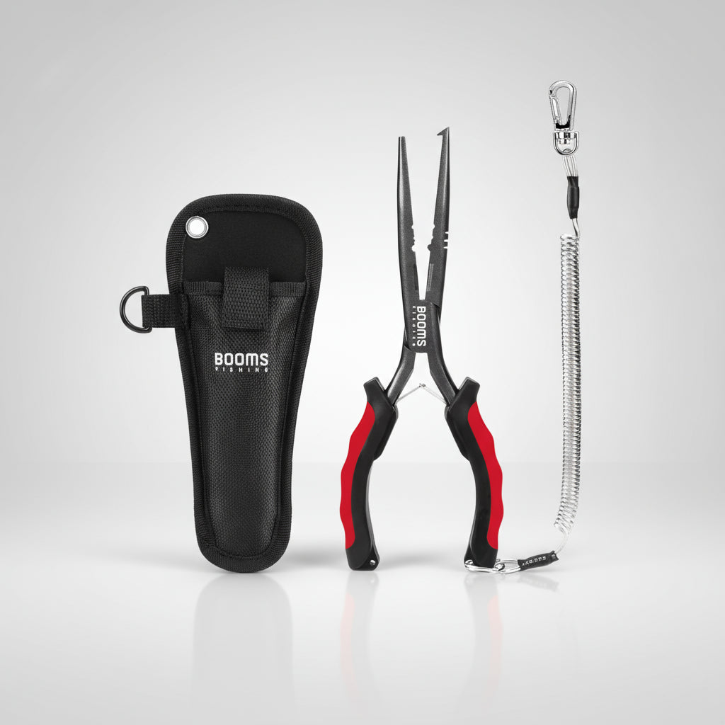 Alicate Multifuncional de Pesca Booms Fishing F03 – 23,5cm de Precisão e Durabilidade!