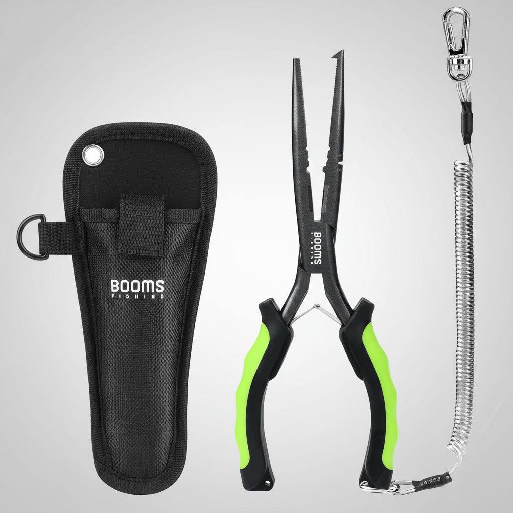 Alicate Multifuncional de Pesca Booms Fishing F03 – 23,5cm de Precisão e Durabilidade!