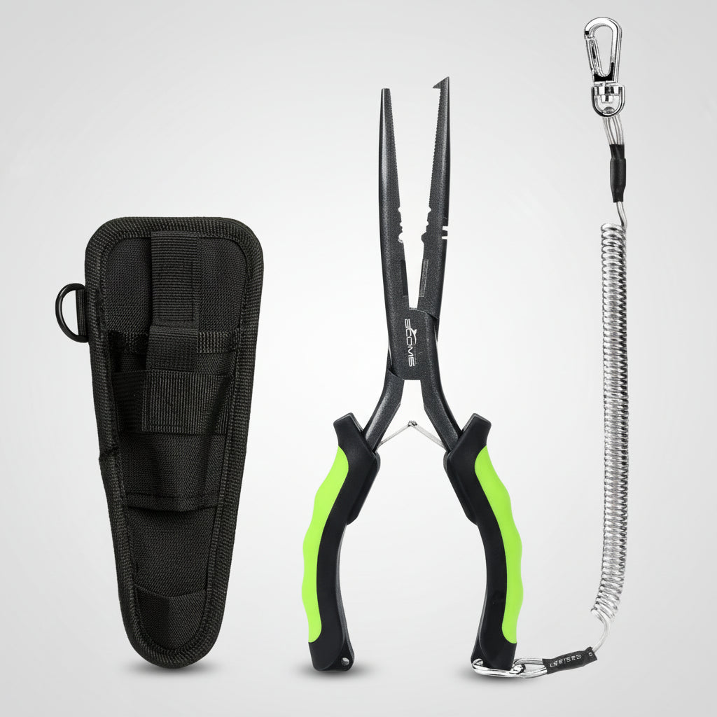 Alicate Multifuncional de Pesca Booms Fishing F03 – 23,5cm de Precisão e Durabilidade!